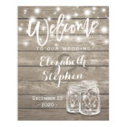 Rustic Wood Mason Jar String Light Wedding Welcome