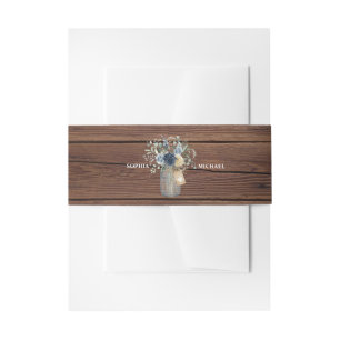 Rustic Wood Mason Jar Wedding Invitation Belly Band