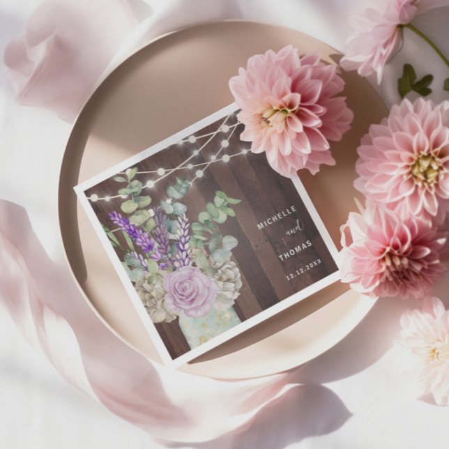 Rustic Wood Mason Jar Wedding  Napkin (Creator Uploaded)