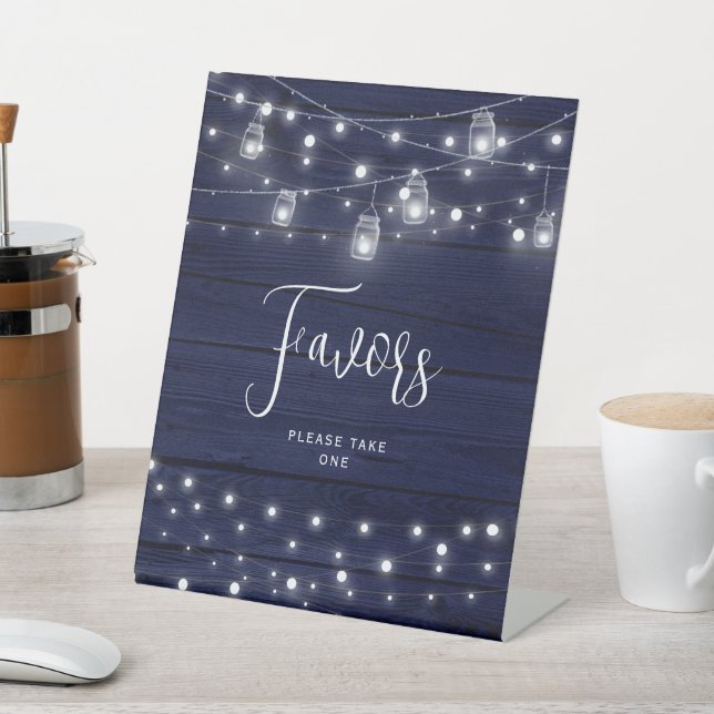 Rustic Wood Mason Jars Favours Pedestal Sign (In SItu)