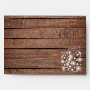 Rustic Wood Mason Jars String Lights Envelope