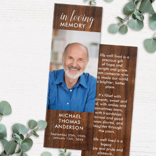 Rustic Wood Memorial Funeral Prayer Card Bookmark