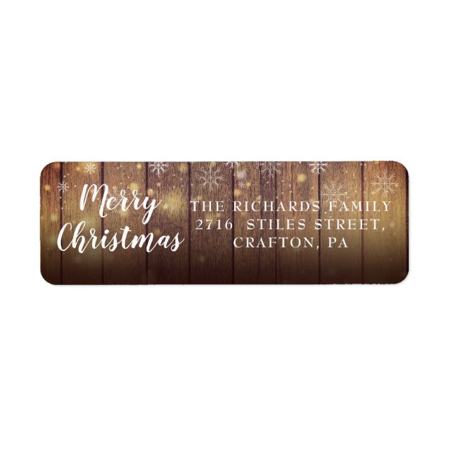 Rustic Wood Merry Christmas Return Address Label (Front)