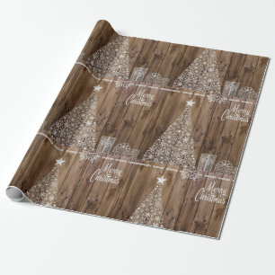 Rustic Wood Merry Christmas Wrapping Paper
