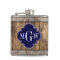 Rustic Wood Metal Band Navy Quatrefoil 3 Monogram