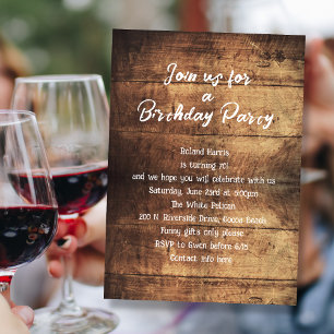 Rustic Wood Milestone Birthday Party for Him Invitation