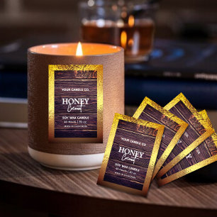 Rustic wood minimalist  Foil border Candle label