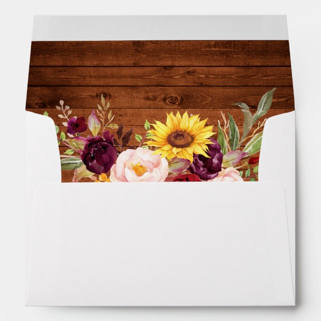 Rustic Wood Mixed Floral Invitation Envelope (Back (Bottom))