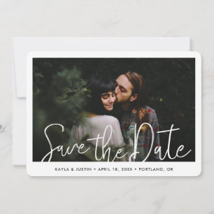 Rustic Wood Modern Borders Photo Wedding Save The Date