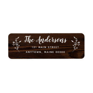 Rustic Wood Modern Floral Return Address Labels