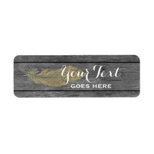 Rustic Wood & Modern Gold Feather Bohemian Chic