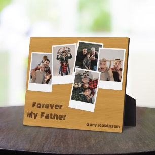 Rustic Wood Modern Retro Snapshot Photo Collage Plaque