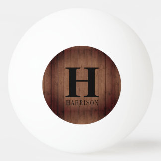 Rustic Wood Monogram  Ping Pong Ball
