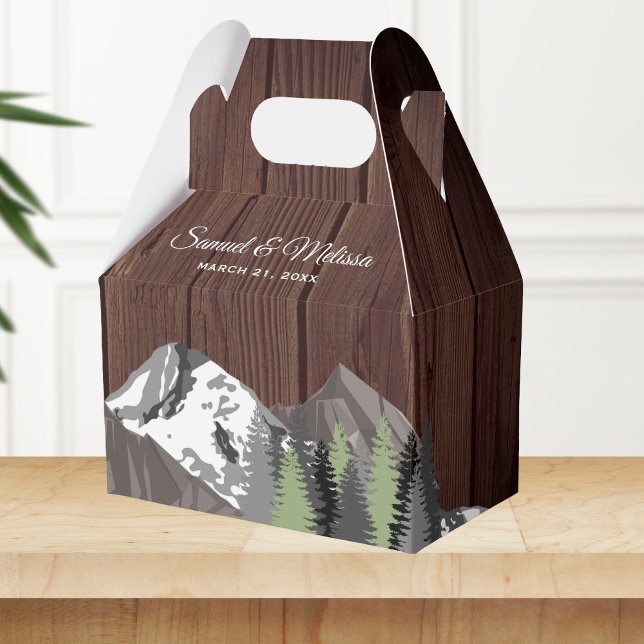 Rustic Wood Mountain Forest Wedding Favour Box (Creator Uploaded)
