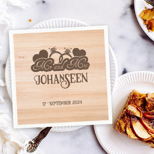 Rustic Wood Mr and Mrs Elegant Farmhouse Wedding Napkin