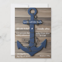 Rustic Wood Navy Blue Anchor Nautical Wedding 