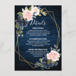 Rustic Wood Navy Blue Blush Pink Geometric Details Enclosure Card