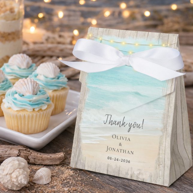 Rustic Wood Ocean Beach Wedding  Favour Box (Creator Uploaded)
