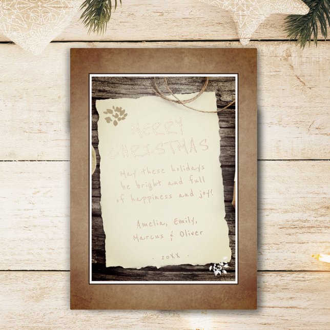 Rustic Wood Old Paper Script Merry Christmas (Creator Uploaded)