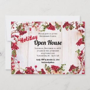Rustic Wood Open House Invite Christmas Holidays