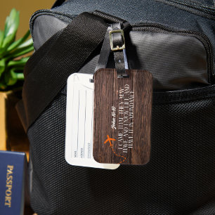 Rustic Wood - Orange Aeroplane with Bible Verse Luggage Tag