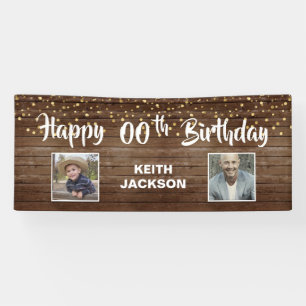 Rustic Wood Panel Happy Birthday PHOTO Banner