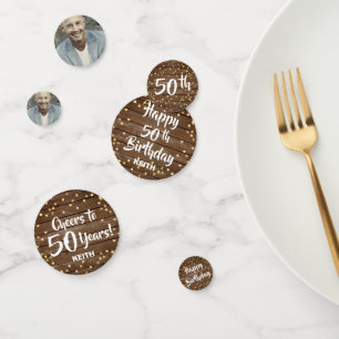 Rustic Wood Panels Gold Country Happy Birthday Confetti