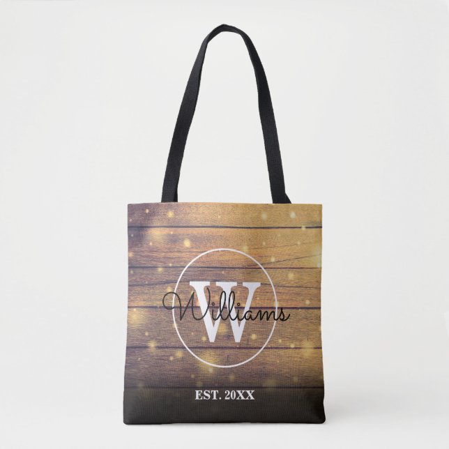 Rustic Wood Panels Monogram Tote Bag (Front)