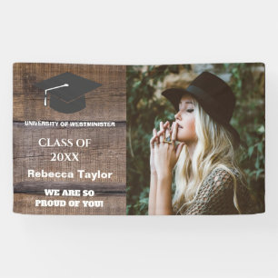 Rustic Wood Pattern Class of 2023 Photo Graduation Banner