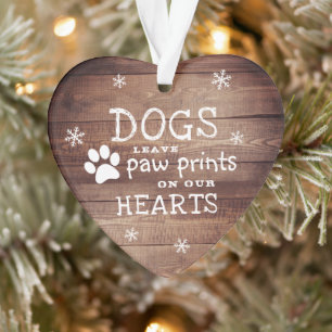 Rustic Wood Paw Prints Pet Memorial Ornament