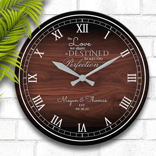 Rustic Wood Personalised Anniversary  Large Clock (Creator Uploaded)