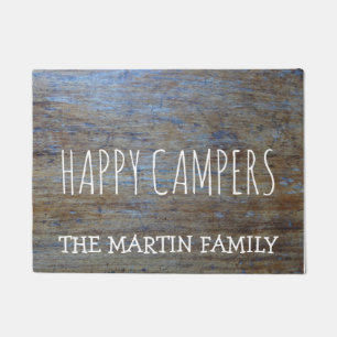 Rustic Wood Personalised Camping Happy Campers Doormat
