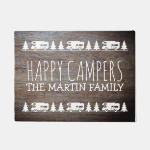 Rustic Wood Personalised Camping   Happy Campers Doormat