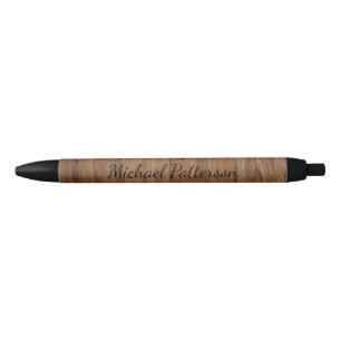 Rustic Wood Personalised Name Black Ink Pen