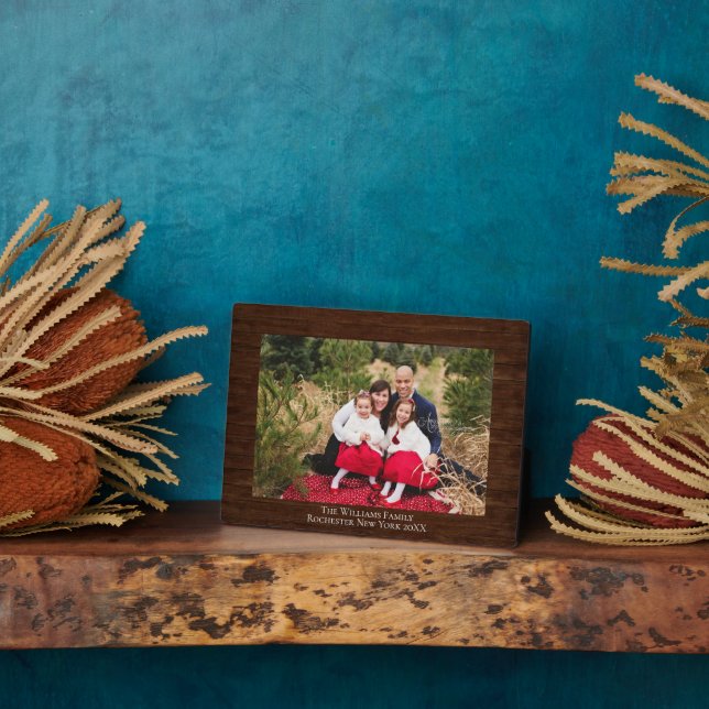 Rustic Wood Personalised Name Photo Plaque (Side)