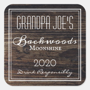 Rustic Wood Personalised Square Sticker