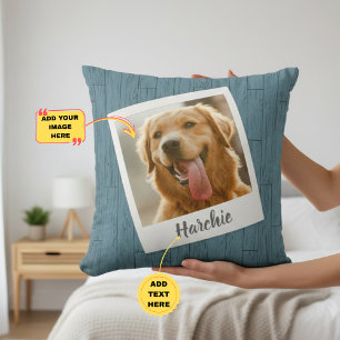 Rustic Wood Personalized Pet Photo Pillow for Mom