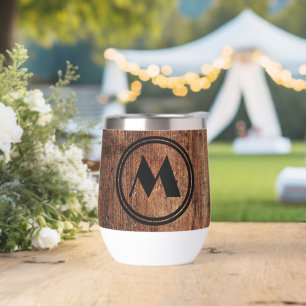 Rustic wood personalized thermal tumbler