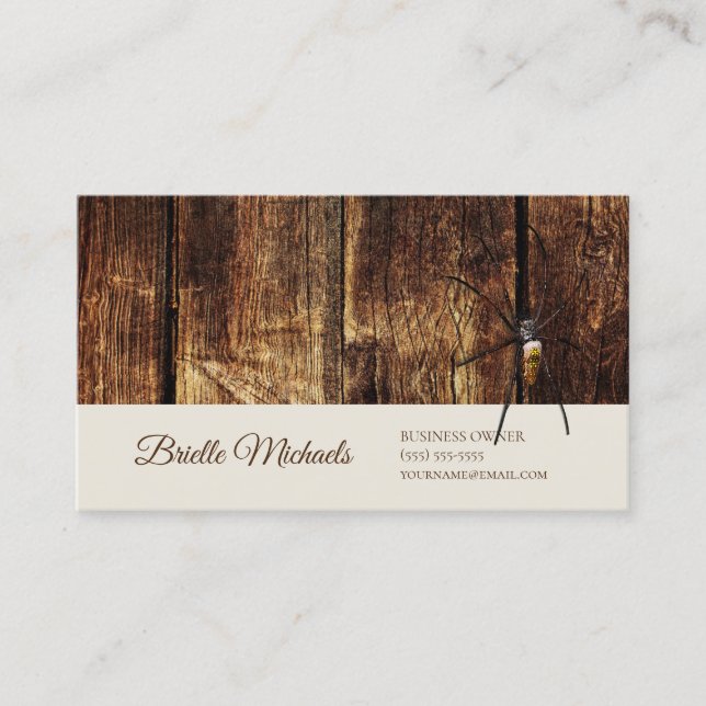 Rustic Wood Pest Control Business Card (Front)