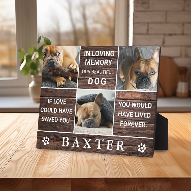 Rustic Wood Photo Collage Memorial Pet Keepsake Plaque (Creator Uploaded)