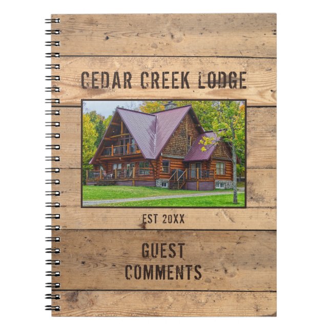 Rustic Wood Photo Vacation Rental Guest Book (Front)