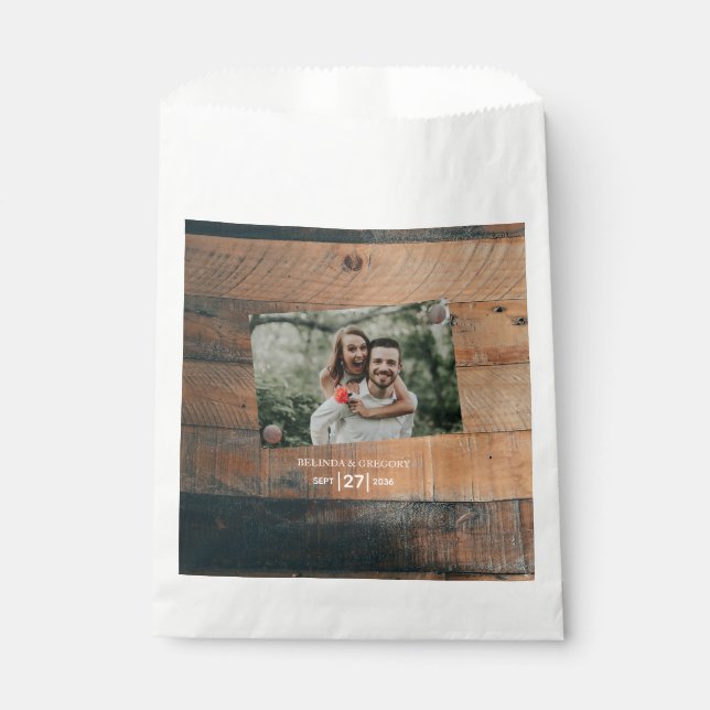 Rustic Wood Photo Wedding  Favour Bags (Front)