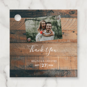 Rustic Wood Photo Wedding Gift Favour Tags