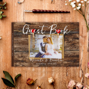 Rustic Wood Photo Wedding Guest Book