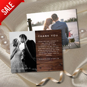 Rustic Wood Photo Wedding Thank You