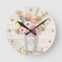 Rustic Wood Pink Roses Floral Bouquet Pampas Grass