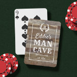 Rustic Wood Plank | Personalised Man Cave Playing Cards<br><div class="desc">Upgrade his man cave with these awesome personalised playing cards! Design features a rustic faux wood plank background with "[name's] man cave" in white lettering. Personalise with his initial inside a pair of antlers,  and add the year established along the bottom.</div>
