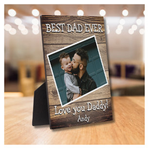 Rustic Wood Planks Photo Best Dad Ever Plaque