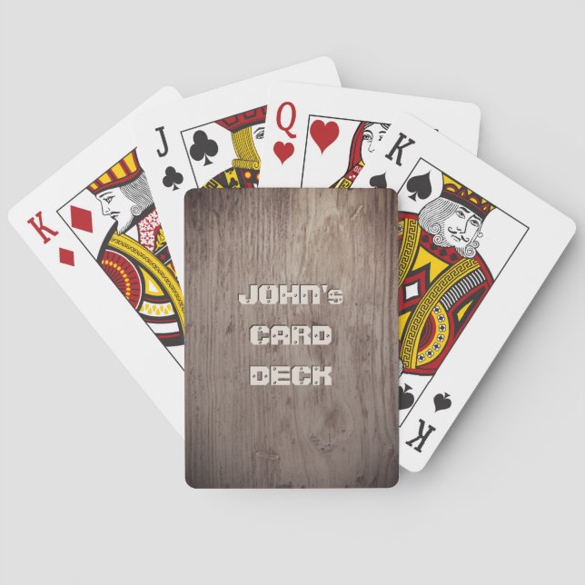 Rustic Wood Playing Cards with customisable text (Back)