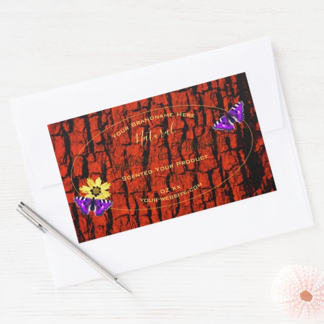 Rustic Wood Product Labels Purple Butterflies Gold (Envelope)